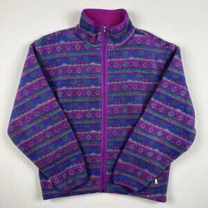 ll Bean Aztec Fleece Full Zip Jacket Made in Usa Womens L
